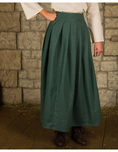 Falda medieval en algodón modelo Anna, verde