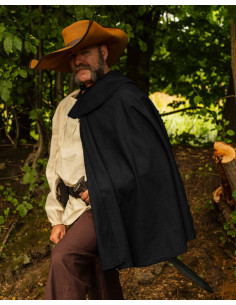 Tilly model musketier cape, zwart