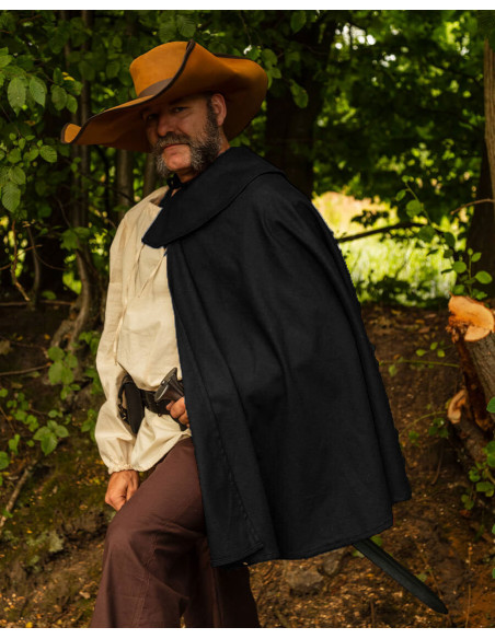 Tilly model musketier cape, zwart