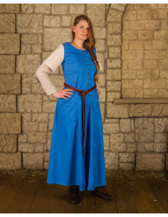 Vestido medieval modelo Elodie, azul-crema