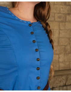 Middeleeuws jurkmodel Elodie, blauw-creme 2