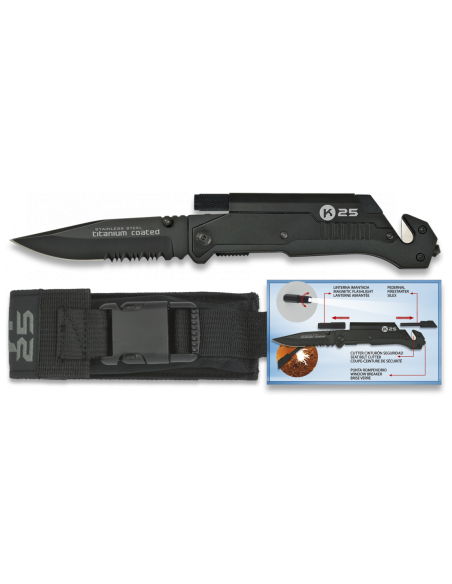 Redningskniv, klinge 9 cm.