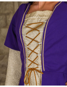 Vestido de dama medieval modelo Madeline, morado/crema 2