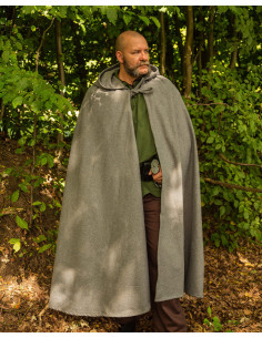 Capa medieval de lana gris modelo Harun 2