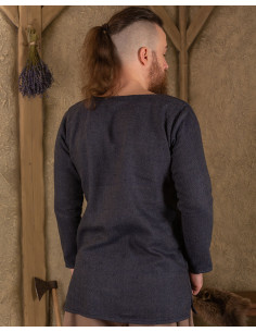 Wikinger-Tunika mit Fischgrätenmuster, Modell Tronde, blau 2