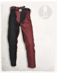 Pantalones medievales modelo Gustavo, negro-burdeos