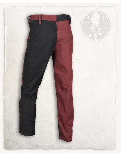 Pantalones medievales modelo Gustavo, negro-burdeos 2