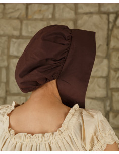 Mittelalterliche Haube aus Baumwolle, Modell Anna, braun 2