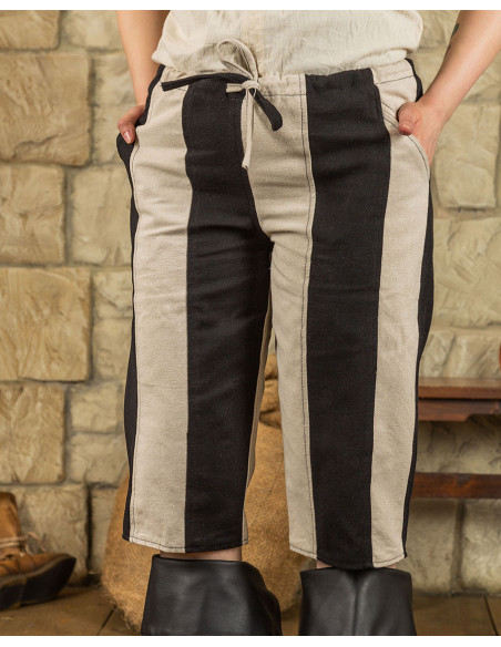 Baumwoll-Caprihose Jack, Schwarz-Creme