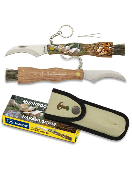 Navaja llavero para setas con cepillo