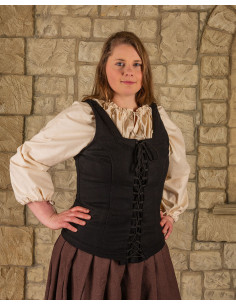 Corpiño medieval modelo Ursula de lana negra 2
