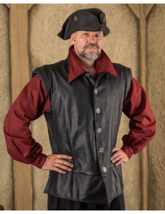 Leren piratenvest model Tilly, kleur zwart