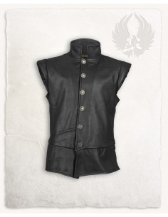 Leren piratenvest model Tilly, kleur zwart 2