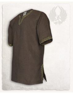 Túnica medieval patrón espina de pez modelo Sigbert, marrón