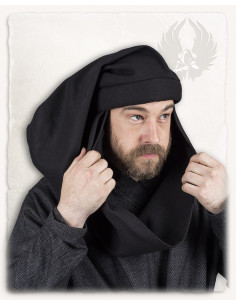 Gorro Medieval Rafael unisex en algodón, color negro