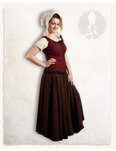 Corpiño medieval en lana modelo Usula, burdeos 2