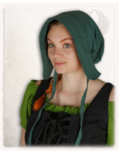 Middeleeuwse boerenmuts model Greta, groene kleur 2