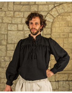 Camisa medieval de lazos modelo Ansgar, color negro