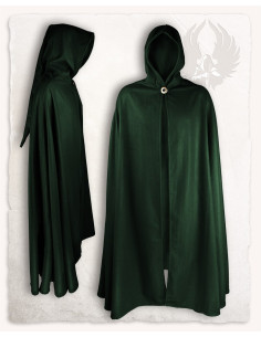 Capa medieval de lana verde modelo Gora