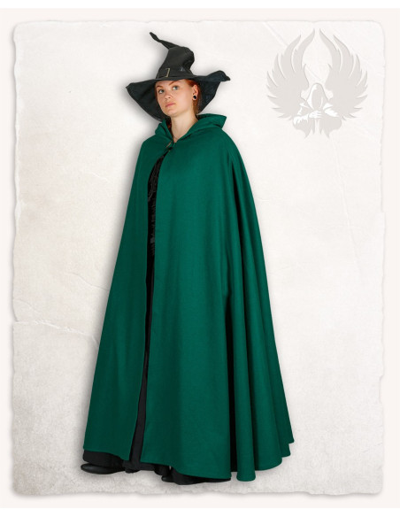 Capa medieval de lana verde modelo Gora