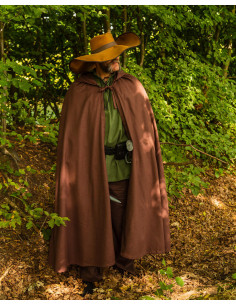 Capa medieval de algodón marrón modelo Harun