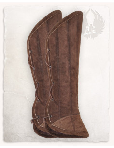 Mittelalterliche Beinschienen aus Wildleder, Modell...
