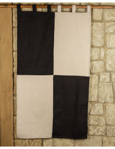 Kraftig kvartebanner i bomuld 160 x 75 cm. (sort-creme)