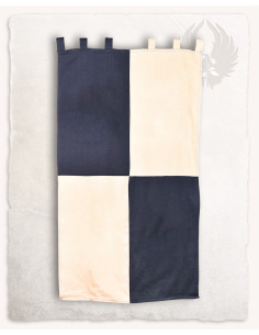 Estandarte cuartelado algodón pesado 160 x 75 cm. (crema-azul)