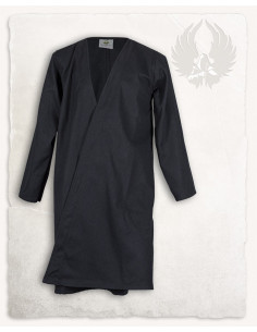 Túnica medieval cruzada de algodón negro, modelo Shapur