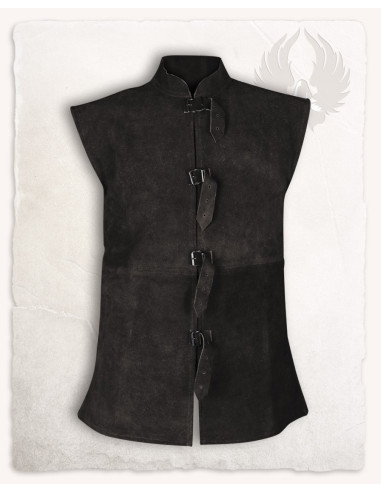 Middeleeuws vest in zwart zeemleer, model Orthello