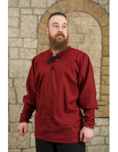 Camisa medieval de lazos modelo Simon, burdeos