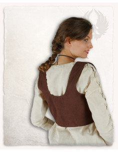 Mittelalterliches Mieder aus brauner Baumwolle, Modell... 2