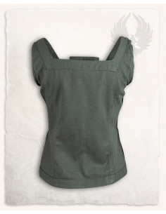 Corpiño medieval modelo Ursula de algodón verde 2