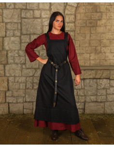 Kleid im Schürzenstil, Modell Lientje, schwarze Farbe