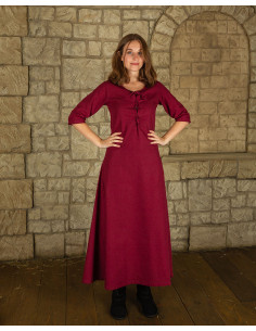 Vestido medieval en algodón rojo modelo Irene