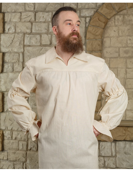 Camisa medieval en algodón crema...
