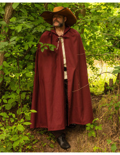 Capa medieval de algodón burdeos modelo Harun