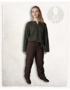 Middeleeuwse broek in bruin katoenen Kasimir model