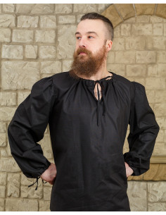Camisa medieval modelo Rafael, algodón negro