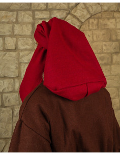 Mittelalterliche Rafael-Unisex-Mütze aus Wolle, burgunderrot 2