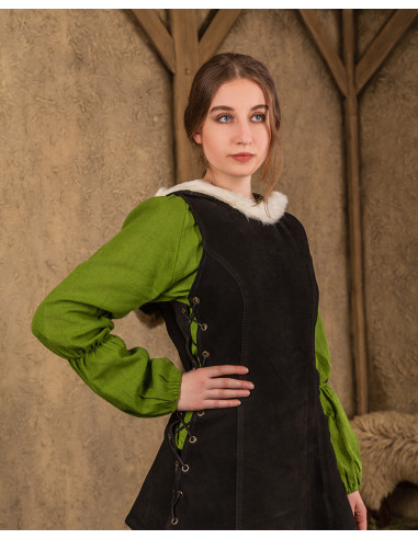 Middelalderkjole med hætte model Freya, sort farve