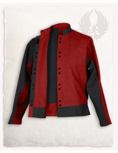 Tweekleurig rood-bordeauxrood katoenen jack