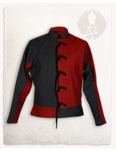 Tweekleurig rood-bordeauxrood katoenen jack 2