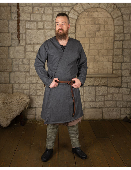 Túnica medieval cruzada de lana gris,... Túnica medieval cruzada de lana gris,...