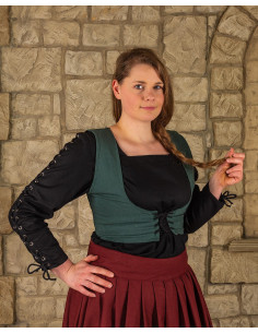 Middeleeuws lijfje in groen katoen model Annabelle