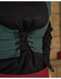 Corpiño medieval en algodón verde modelo Annabelle 2