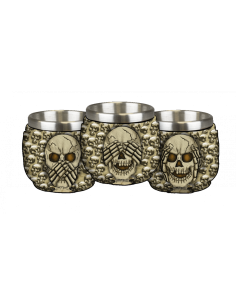 Vaso chupito tres calaveras, decorativa (1 unidad)