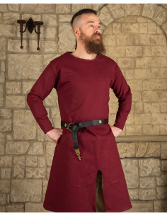 Túnica medieval larga en algodón burdeos modelo Wolfram