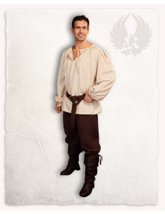 Middelalderskjorte model Rafael, cremet bomuld