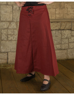 Falda medieval en algodón burdeos modelo Sina